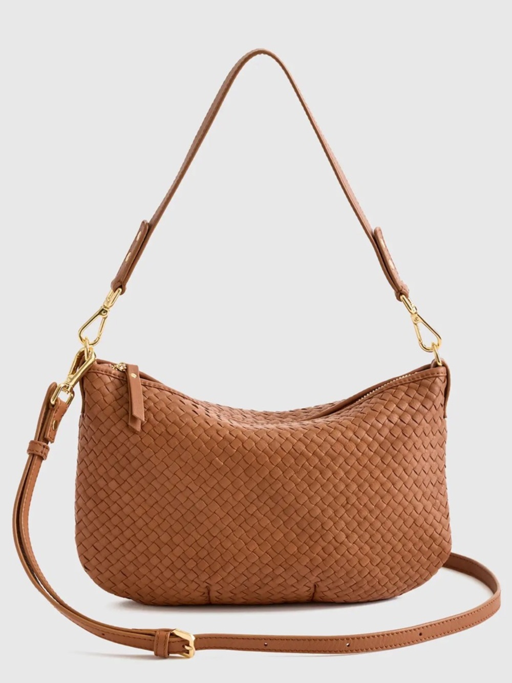 Quince Italian Handwoven Leather Mini Shoulder Bag NWOT in Cognac